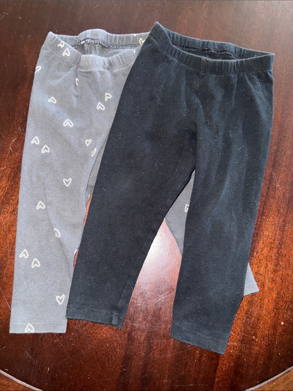 Cat & Jack Black Leggings and Gray Heart-Print Leggings